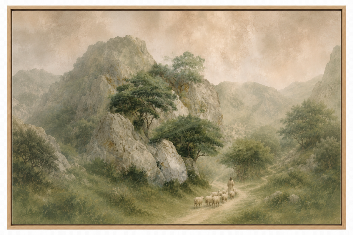 He Leadeth Me — Good Shepherd Canvas, Christian Wall Art