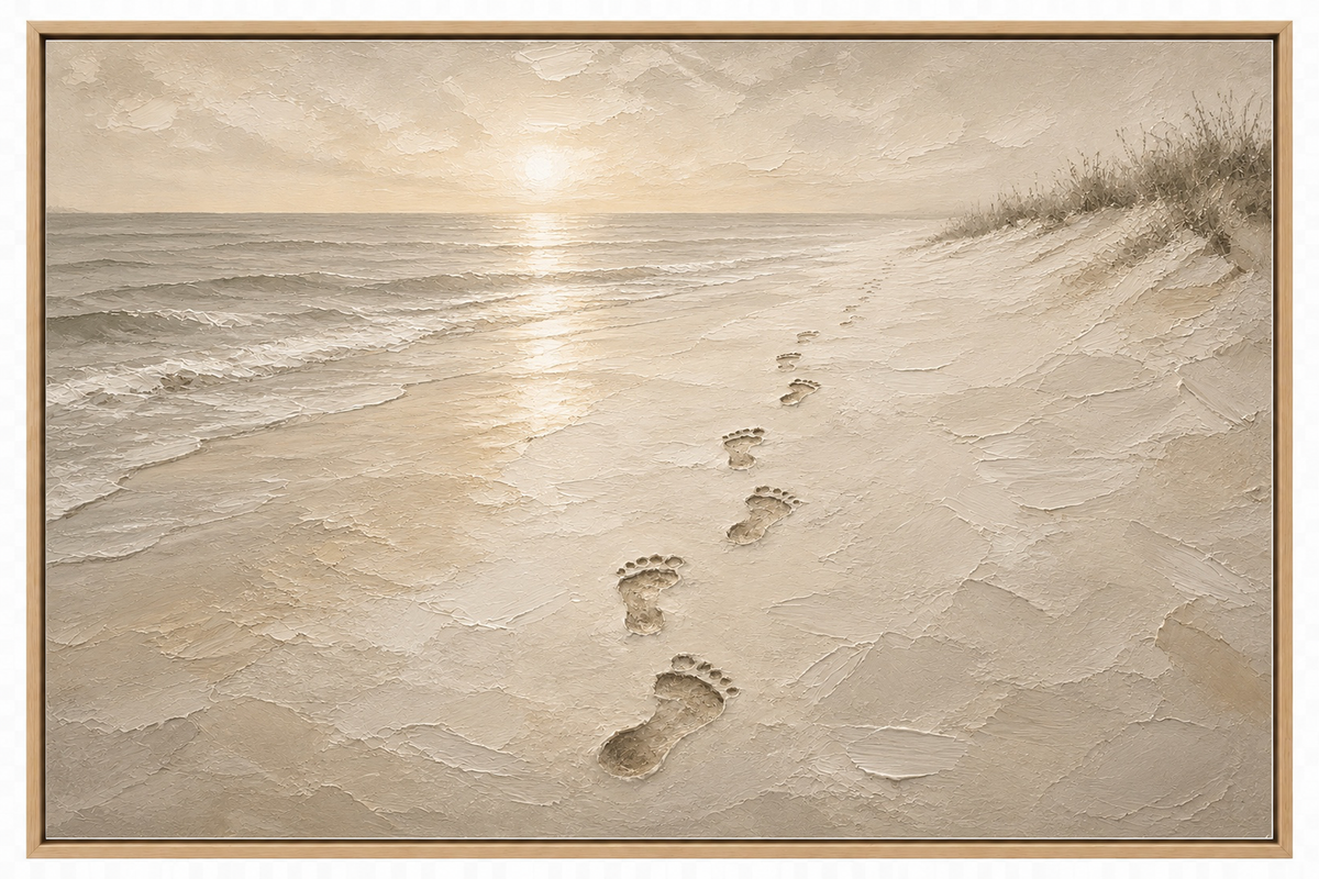 Jesus' Footprints in the Sand — Faith Canvas Wall Art