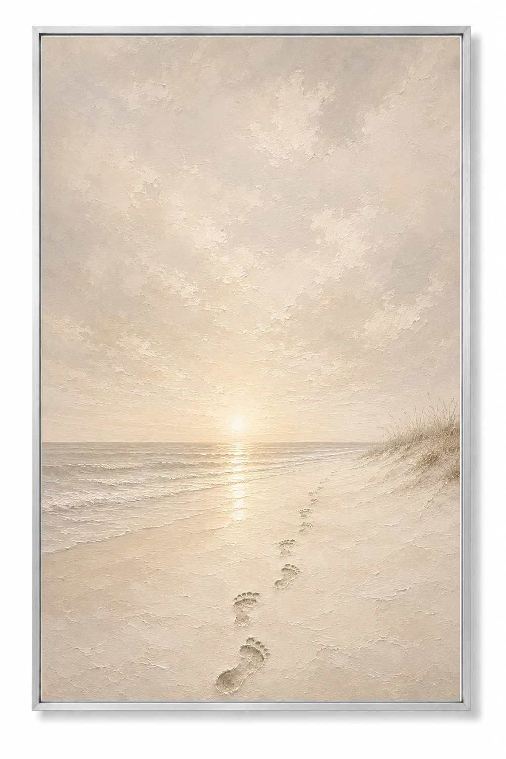Jesus' Footprints in the Sand (Vertical) — Faith Canvas Wall Art