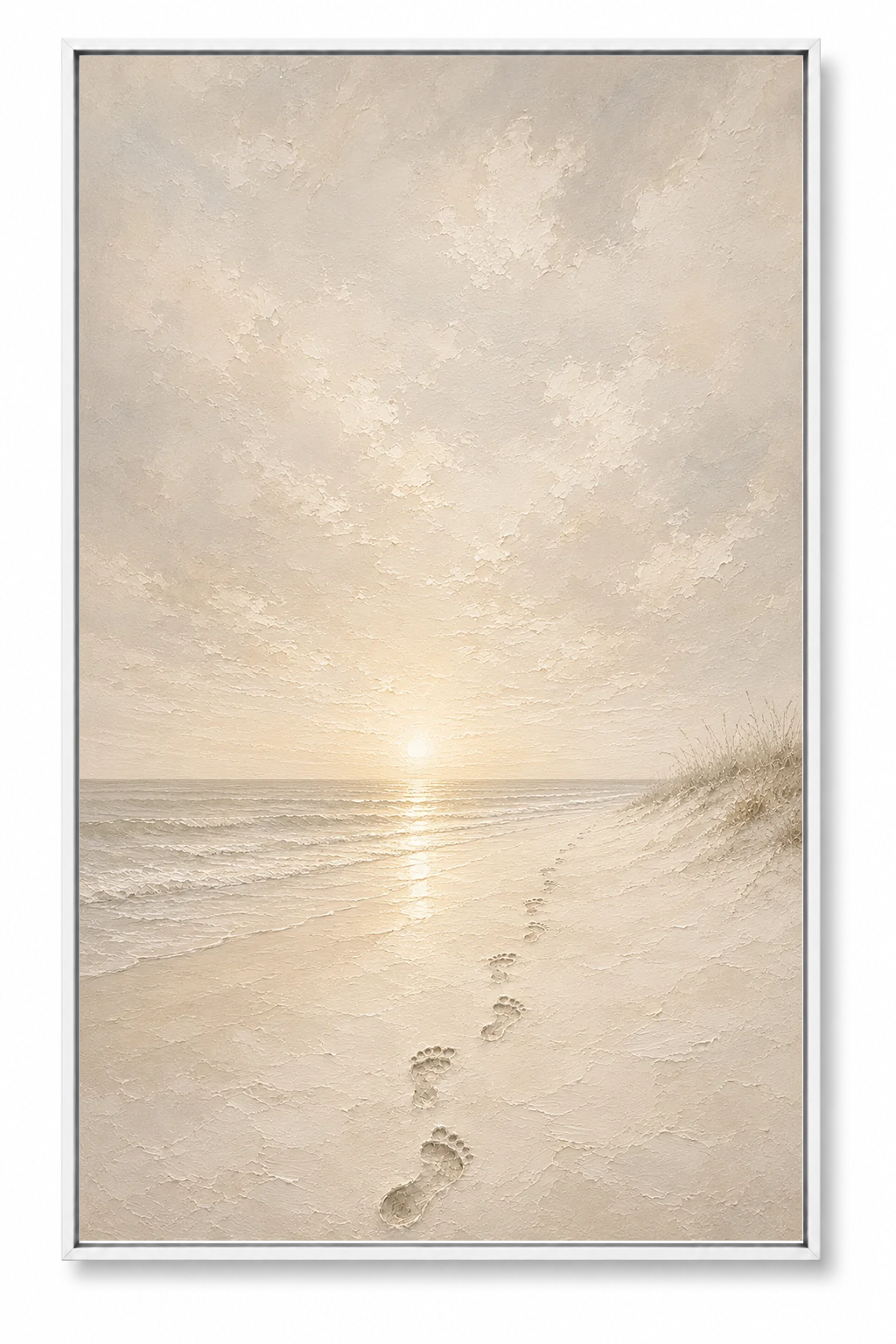 Jesus' Footprints in the Sand (Vertical) — Faith Canvas Wall Art