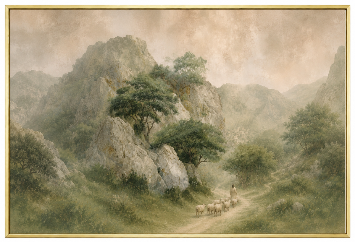 He Leadeth Me — Good Shepherd Canvas, Christian Wall Art