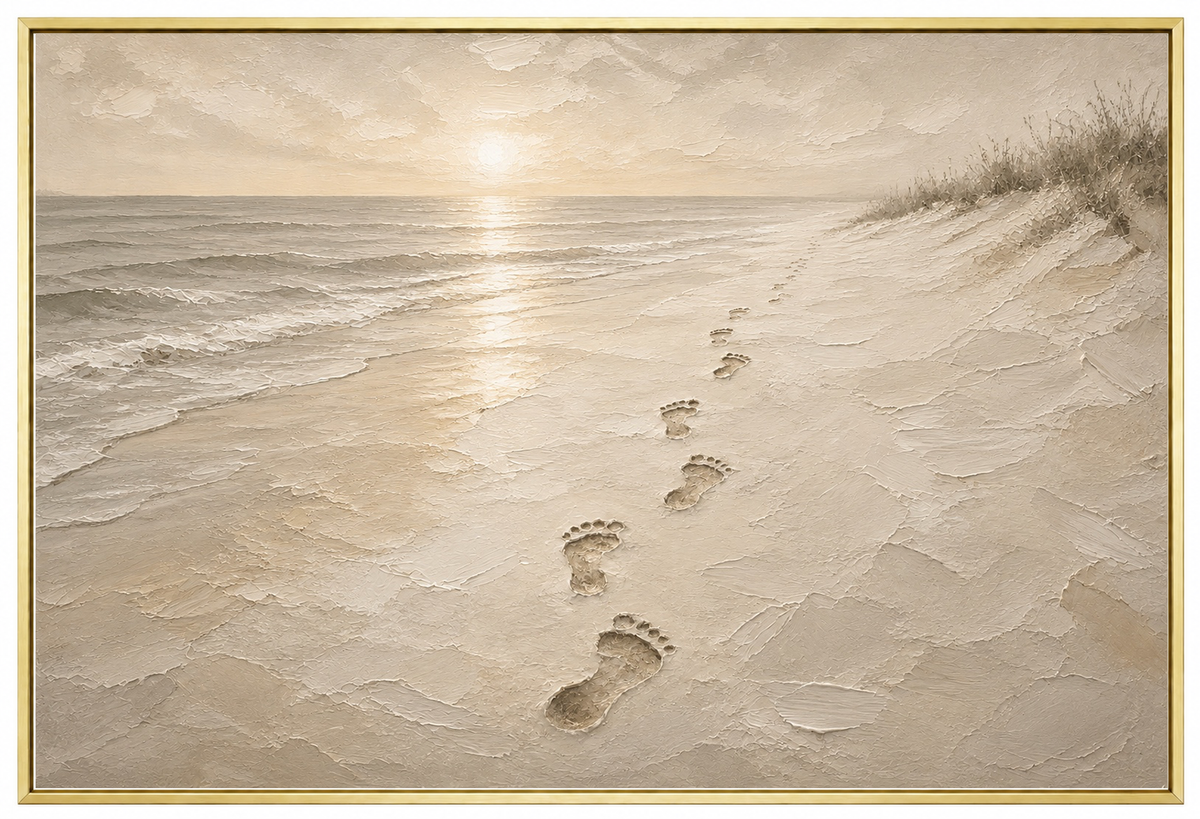 Jesus' Footprints in the Sand — Faith Canvas Wall Art