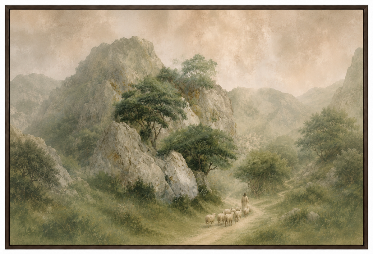 He Leadeth Me — Good Shepherd Canvas, Christian Wall Art