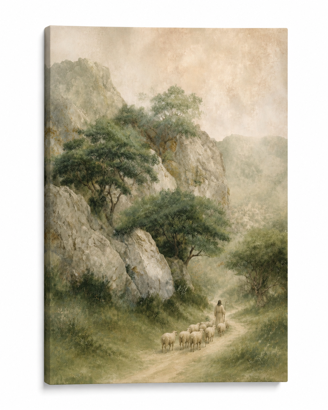 He Leadeth Me (Vertical) — Faith Canvas Wall Art