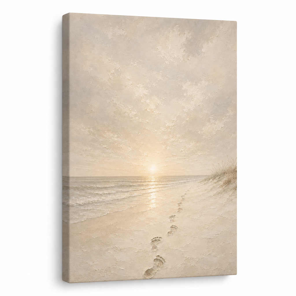 Jesus' Footprints in the Sand (Vertical) — Faith Canvas Wall Art
