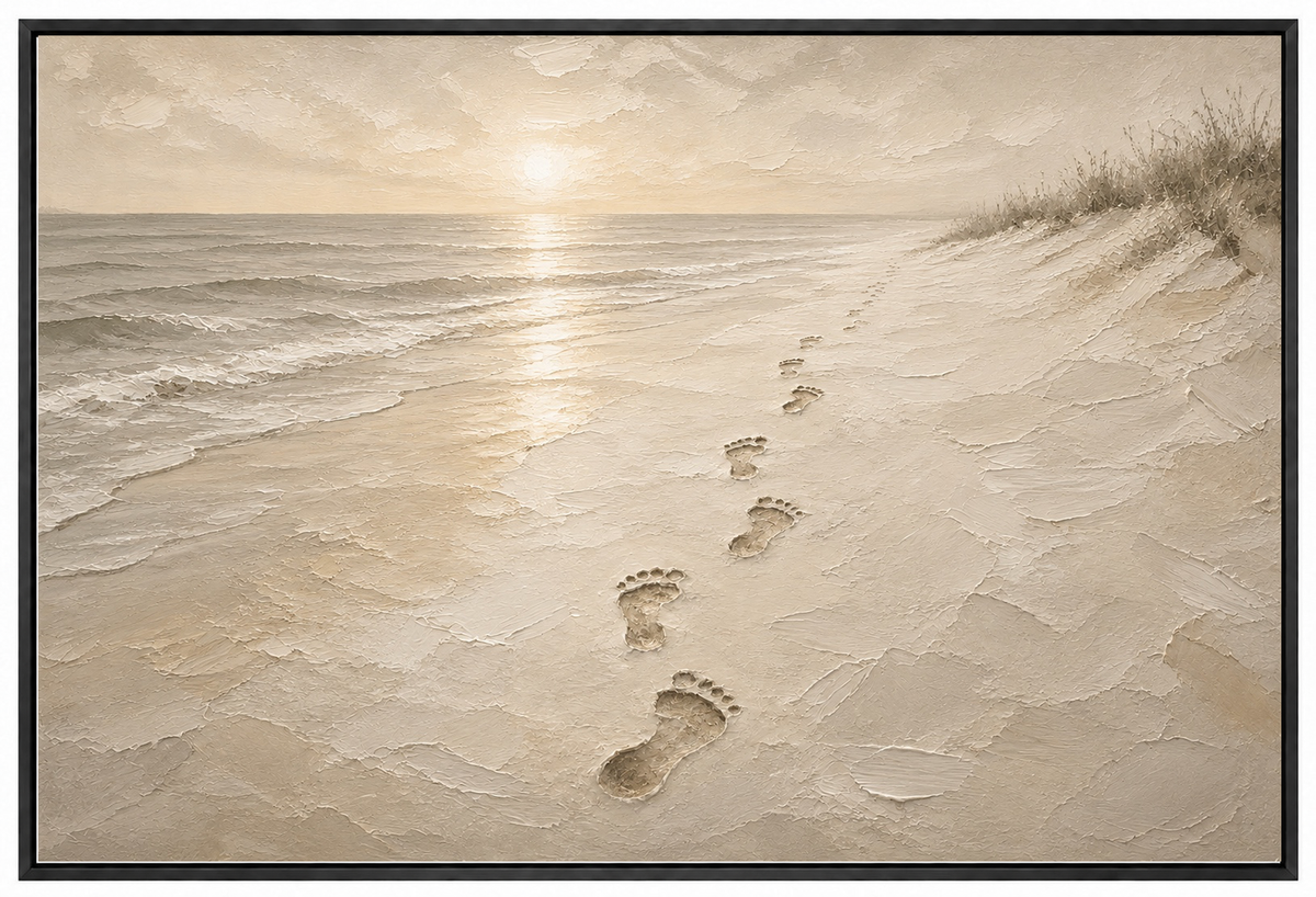 Jesus' Footprints in the Sand — Faith Canvas Wall Art